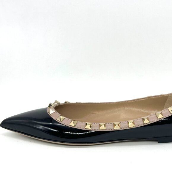 Valentino Rockstud Studded Patent Leather Ballet Ballerina Flats Shoes - Picture 12 of 16